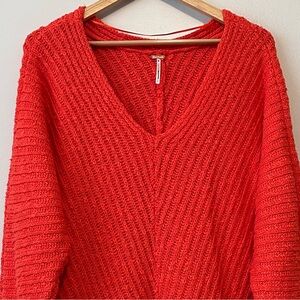 NWT FREE PEOPLE Sunset Sweater Orange Red Small